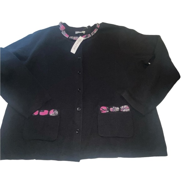 Pendleton plus 3X black cardigan with silk scarf accents nwts - Picture 1 of 14